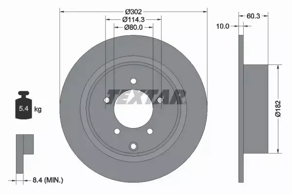 TEXTAR TARCZE+KLOCKI TYŁ DODGE AVENGER 302MM 