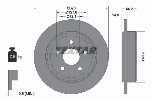 TEXTAR TARCZE TYŁ 320MM JEEP GRAND CHEROKEE III 