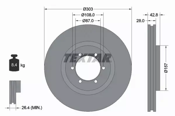 TEXTAR TARCZE HAMULCOWE PRZÓD 92180003 