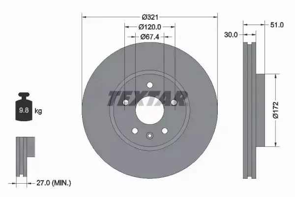 TEXTAR TARCZE+KLOCKI P+T SAAB 9-5 312MM 