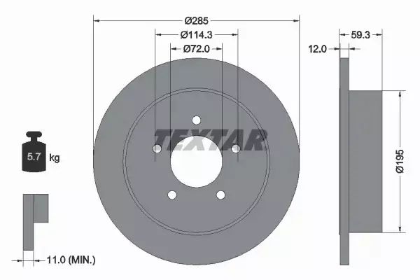 TEXTAR TARCZE HAMULCOWE TYŁ 92194003 