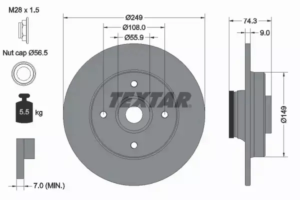 TEXTAR TARCZE HAMULCOWE TYŁ 92194103 