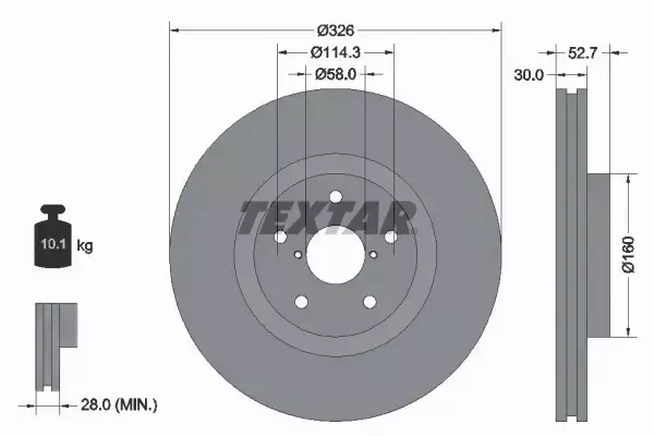 TEXTAR TARCZE HAMULCOWE PRZÓD 92194303 