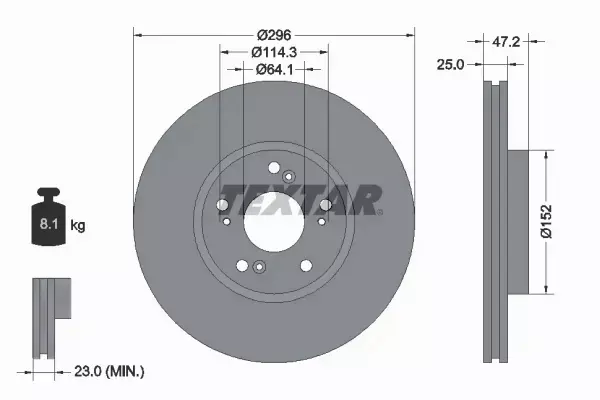 TEXTAR TARCZE+KLOCKI PRZÓD HONDA ACCORD VIII 296MM 