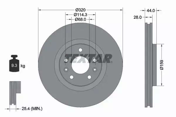 TEXTAR TARCZE+KLOCKI PRZÓD MEGANE IV ESPACE V SCENIC IV TALISMAN 320MM 