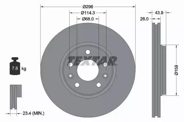 TEXTAR TARCZE+KLOCKI PRZÓD RENAULT LAGUNA III 296MM 