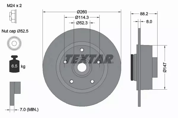 TEXTAR TARCZE HAMULCOWE TYŁ 92195903 