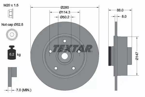 TEXTAR TARCZA HAMULCOWA TYŁ 92196003 