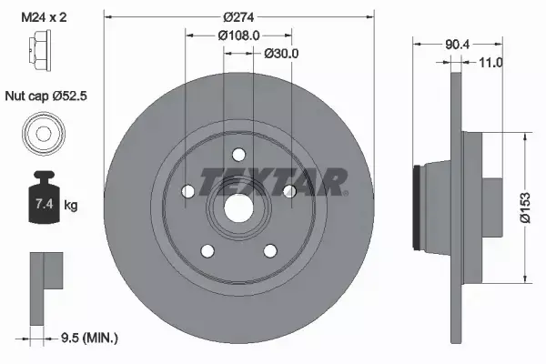 TEXTAR TARCZE HAMULCOWE TYŁ 92196203 