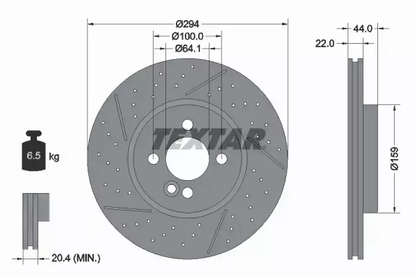 TEXTAR TARCZE HAMULCOWE PRZÓD 92196703 