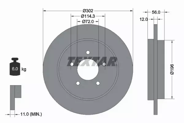 TEXTAR TARCZE HAMULCOWE TYŁ 92197803 