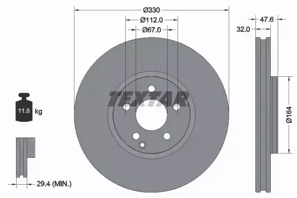 TEXTAR TARCZA HAMULCOWA 92198805 