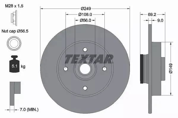 TEXTAR TARCZE HAMULCOWE TYŁ 92202103 