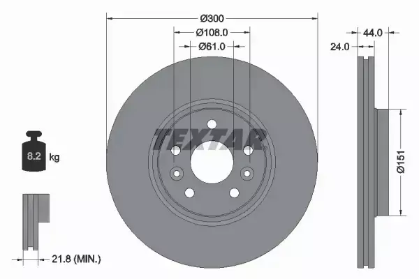 TEXTAR TARCZA HAMULCOWA 92202803 