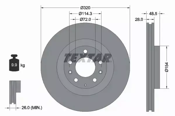 TEXTAR TARCZE HAMULCOWE PRZÓD 92203403 