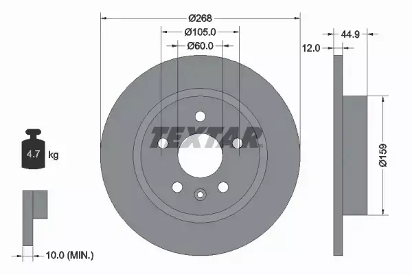 TEXTAR TARCZE+KLOCKI TYŁ CHEVROLET TRAX 268MM 