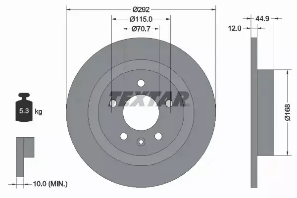 TEXTAR TARCZE+KLOCKI TYŁ CHEVROLET ORLANDO 292MM 