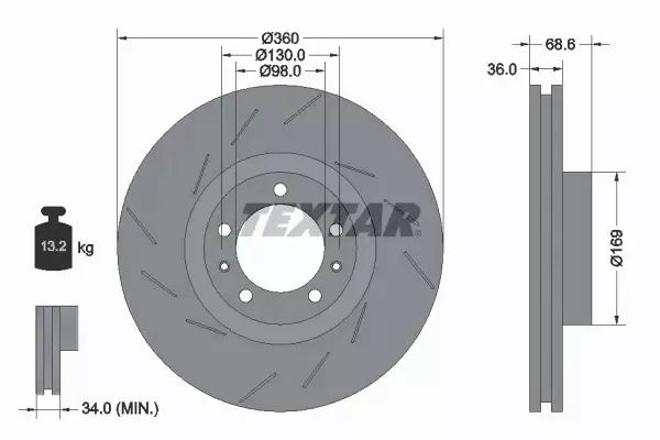 TEXTAR TARCZA HAMULCOWA 92214005 