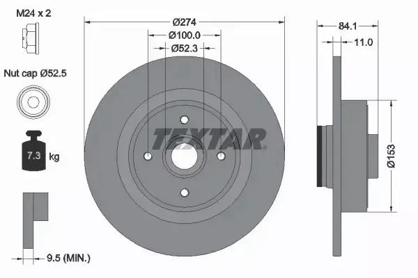 TEXTAR TARCZE HAMULCOWE TYŁ 92223203 