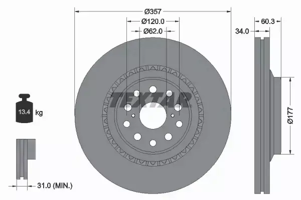 TEXTAR TARCZA HAMULCOWA 92224303 