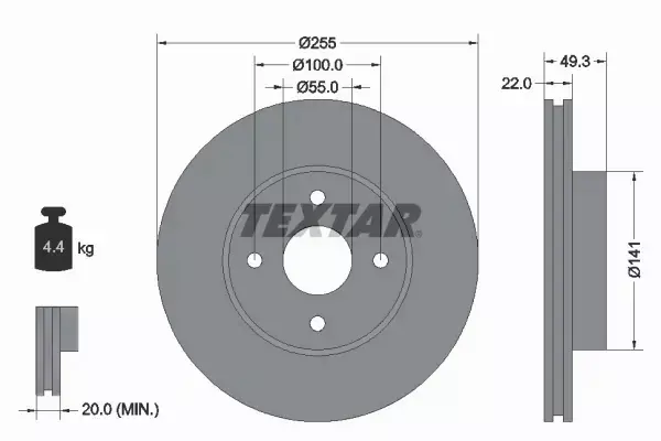 TEXTAR TARCZA HAMULCOWA 92226300 