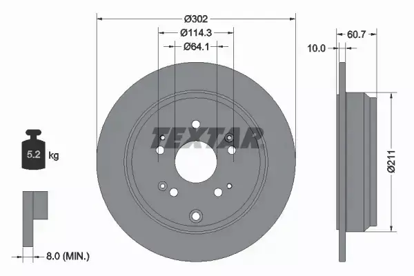 TEXTAR TARCZE+KLOCKI TYŁ HONDA CR-V III IV 302MM 