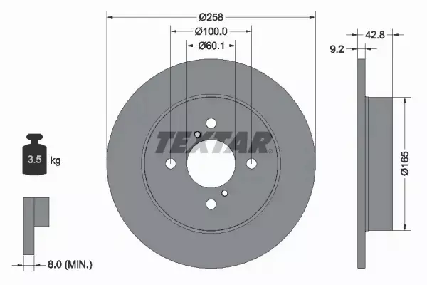 TEXTAR TARCZE HAMULCOWE TYŁ 92227903 