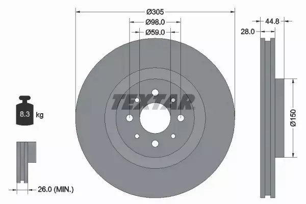 TEXTAR TARCZE HAMULCOWE PRZÓD 92228503 