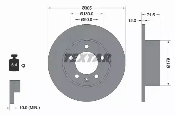 TEXTAR TARCZE+KLOCKI TYŁ NISSAN NV400 305MM 