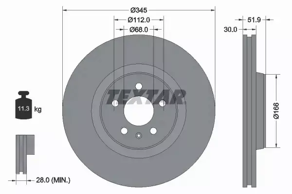 TEXTAR TARCZE+KLOCKI PRZÓD AUDI A4 B8 A5 345MM 