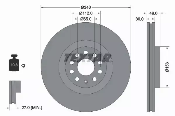 TEXTAR TARCZE+KLOCKI PRZÓD AUDI A3 8V S3 340MM 