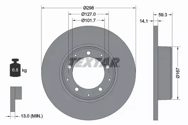 TEXTAR TARCZE HAMULCOWE TYŁ 92230503 