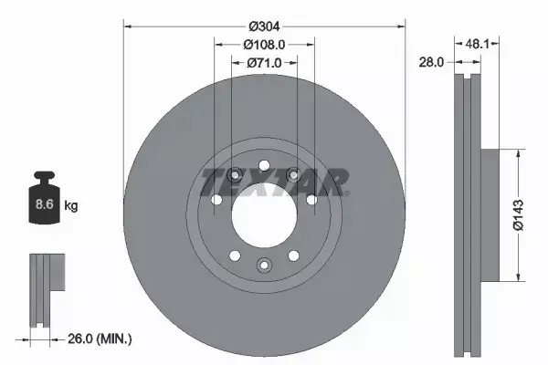 TEXTAR TARCZE+KLOCKI P CITROEN BERLINGO 304MM 