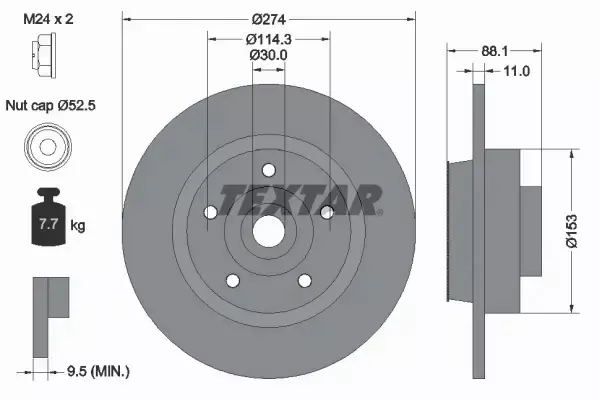 TEXTAR TARCZE HAMULCOWE TYŁ 92232603 