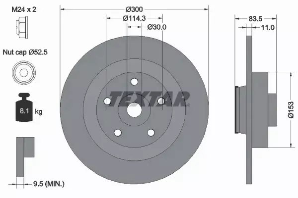 TEXTAR TARCZE HAMULCOWE TYŁ 92233103 