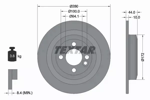 TEXTAR TARCZE HAMULCOWE TYŁ 92234003 