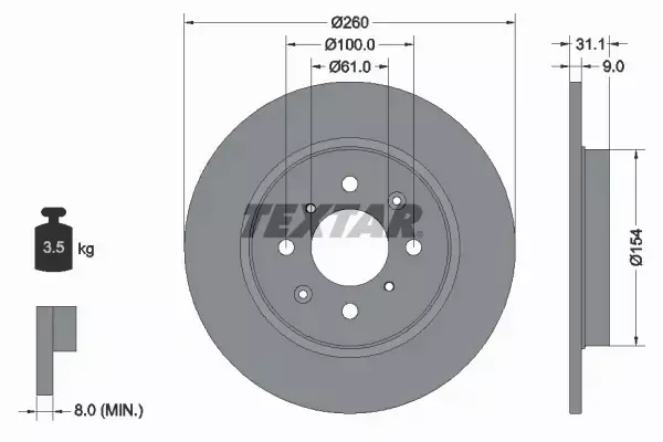 TEXTAR TARCZA HAMULCOWA 92234203 