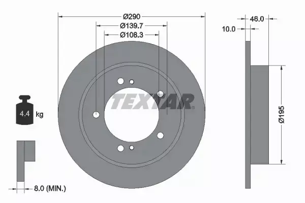 TEXTAR TARCZE HAMULCOWE PRZÓD 92237300 