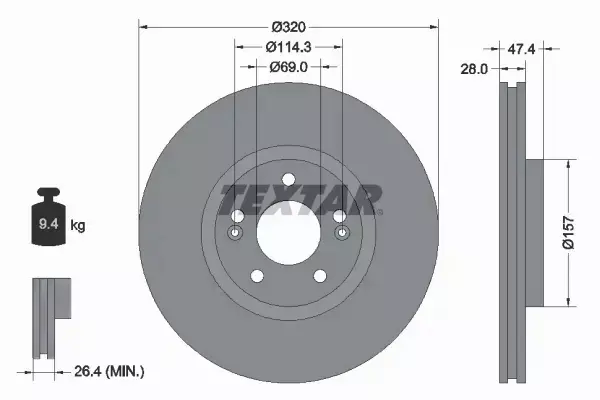 TEXTAR TARCZE+KLOCKI PRZÓD+TYŁ HYUNDAI IX35 320MM 