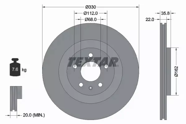 TEXTAR TARCZE+KLOCKI TYŁ AUDI Q5 8R 330MM 