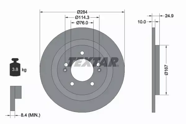 TEXTAR TARCZE+KLOCKI TYŁ HYUNDAI I40 284MM 