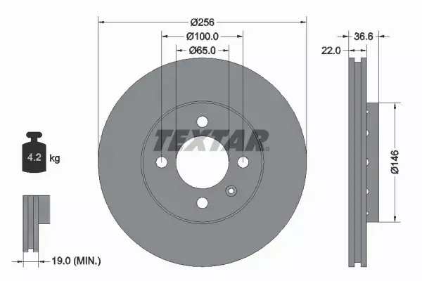 TEXTAR TARCZE HAMULCOWE PRZÓD 92239403 