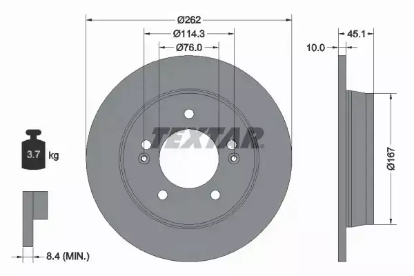 TEXTAR TARCZE+KLOCKI TYŁ KIA CEED II 262MM 