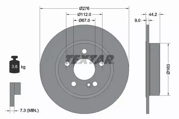 TEXTAR TARCZE+KLOCKI TYŁ MERCEDES CLA C117 276MM 