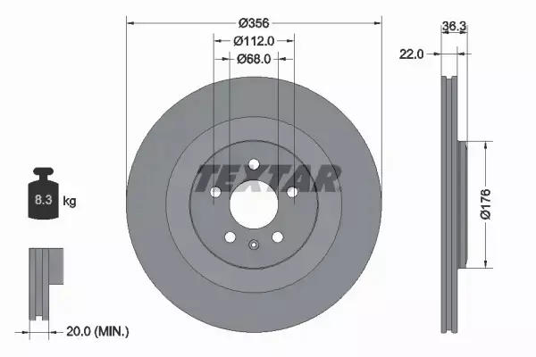 TEXTAR TARCZA HAMULCOWA 92241803 