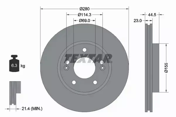 TEXTAR TARCZE+KLOCKI PRZÓD+TYŁ KIA CEED II 280+262MM 