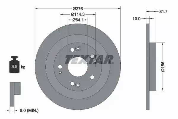 TEXTAR TARCZE+KLOCKI TYŁ HONDA CIVIC IX 276MM 