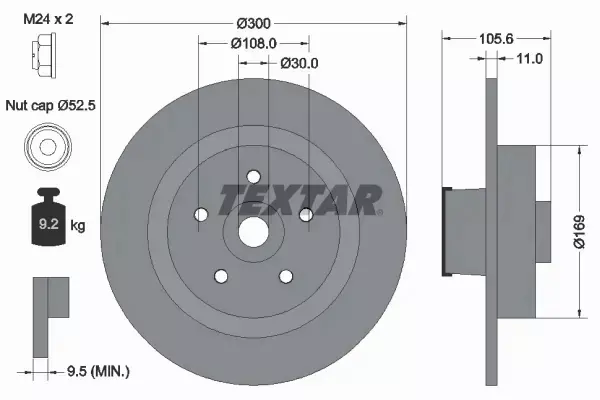 TEXTAR TARCZE HAMULCOWE TYŁ 92252900 