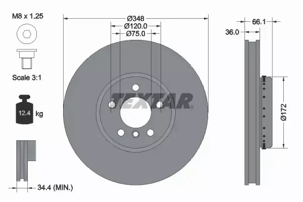 TEXTAR TARCZE+KLOCKI PRZÓD+TYŁ BMW 5 F10 F11 6 F12 F13 F06 348+345MM 