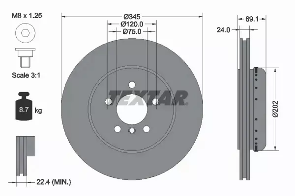 TEXTAR TARCZE+KLOCKI PRZÓD+TYŁ BMW 5 F10 F11 6 F12 F13 F06 348+345MM 